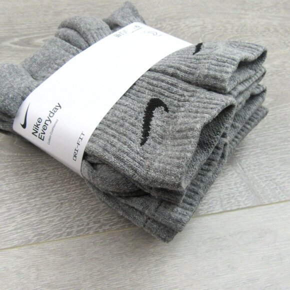 Nike Everyday Cushioned Crew Socks 6 Pack Womens 6-10 / Youth 5Y - 7Y Grey NEW - Picture 6 of 10